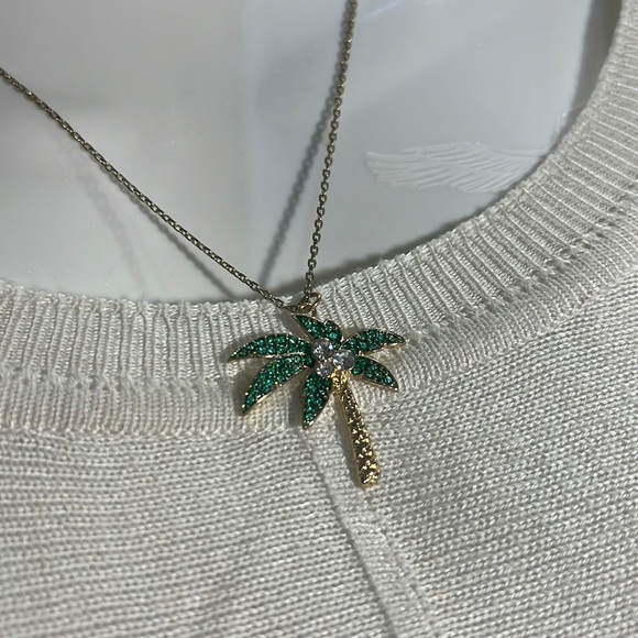 PALM TREE CRYSTAL PENDANT NECKLACE - Picture 2 of 5